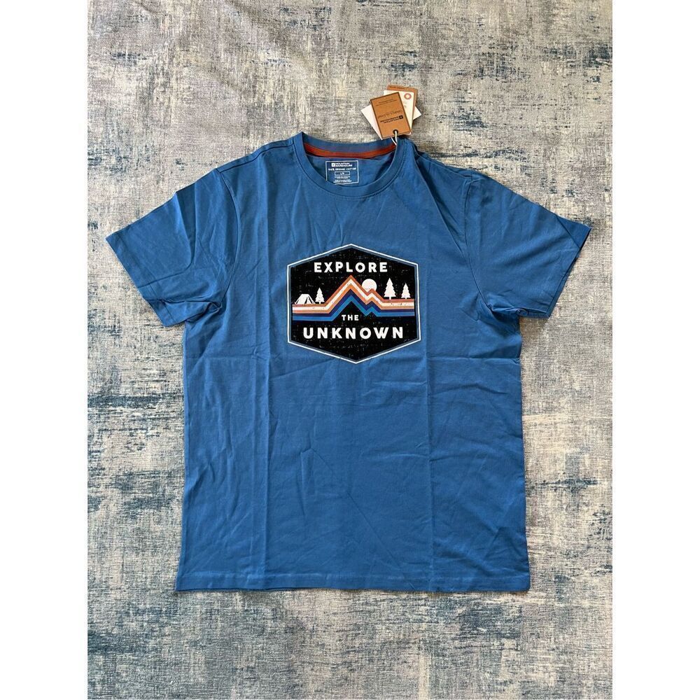 NWT! Mountain Warehouse Blue Explore The Unknown Organic Cotton Tee Large